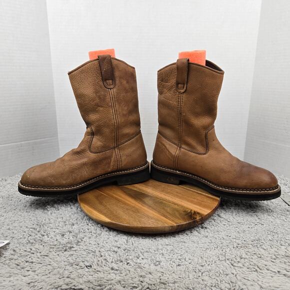 Georgia Boot Mens 9.5M Wellington Brown Leather Waterproof Pull On Work Roper - Picture 12 of 16